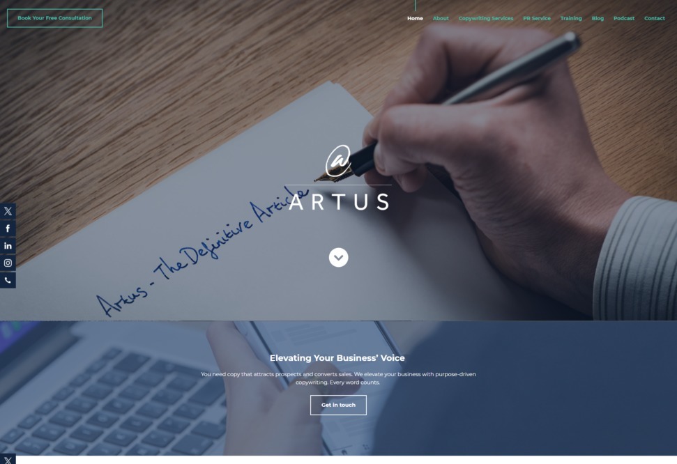 Artus Digital website screen grab