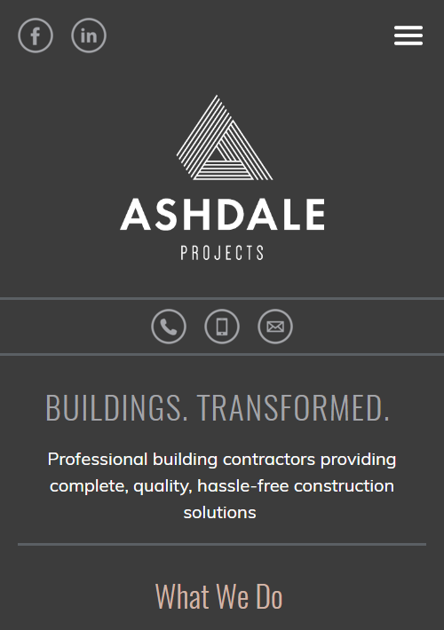 Ashdale Projects shown on a mobile