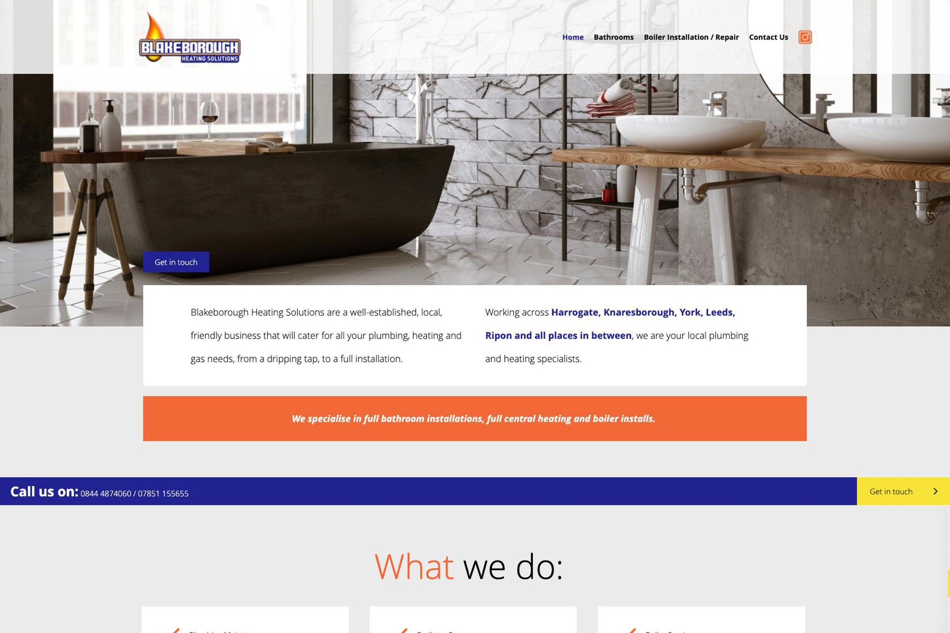 A website design for a heating solution company