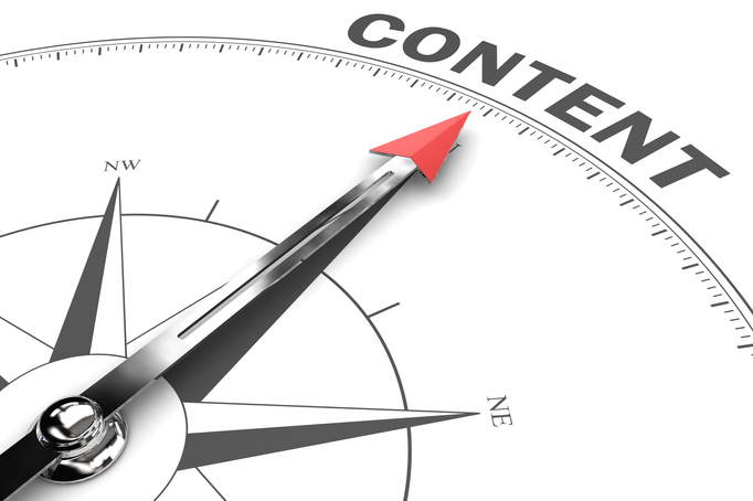 A compass pointing to the direction of the word content.