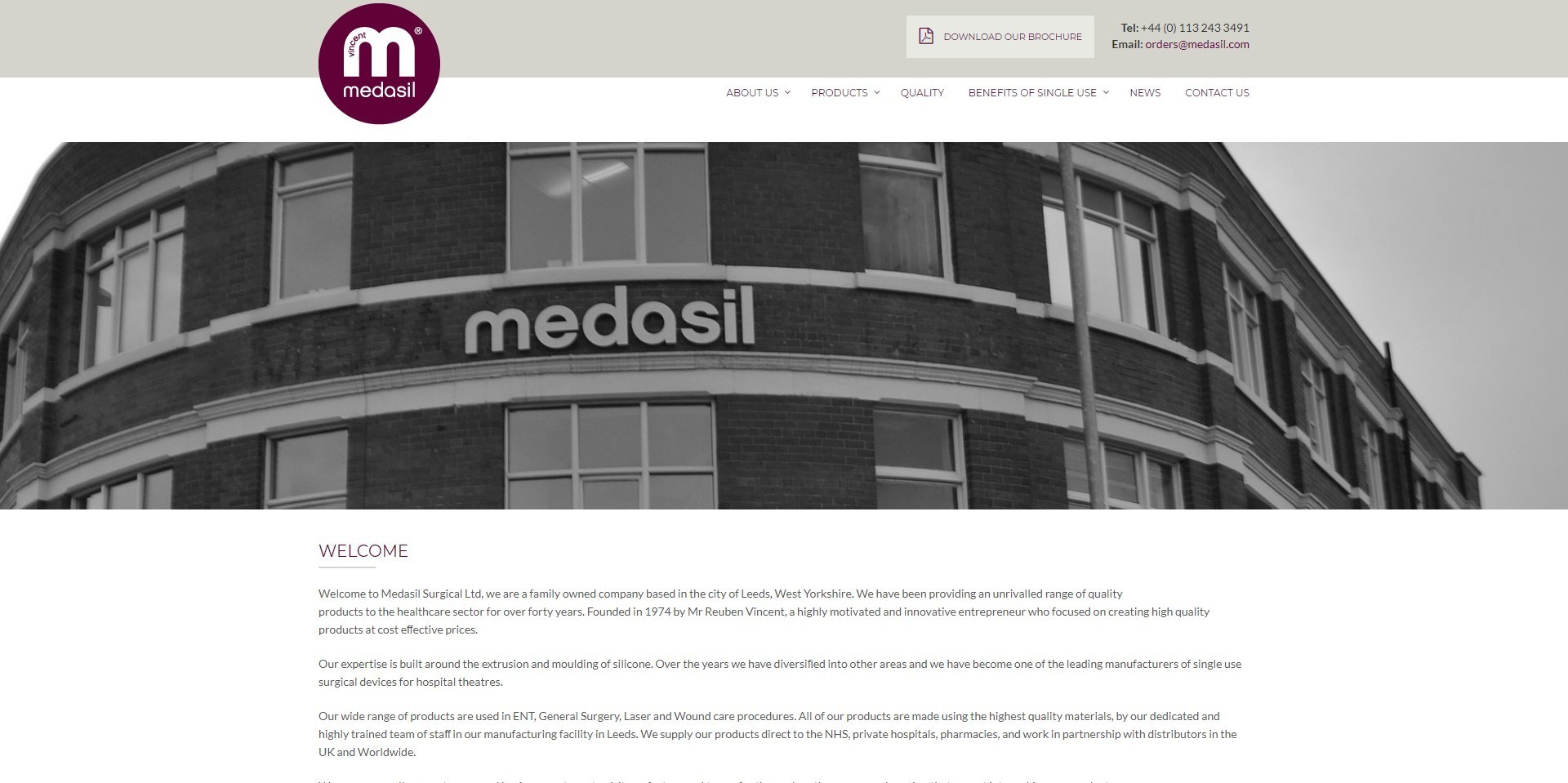 The previous Medasil, designed by it'seeze, website shown on desktop