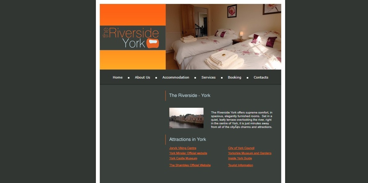 The previous Riverside York site, designed by it'seeze, website shown on desktop