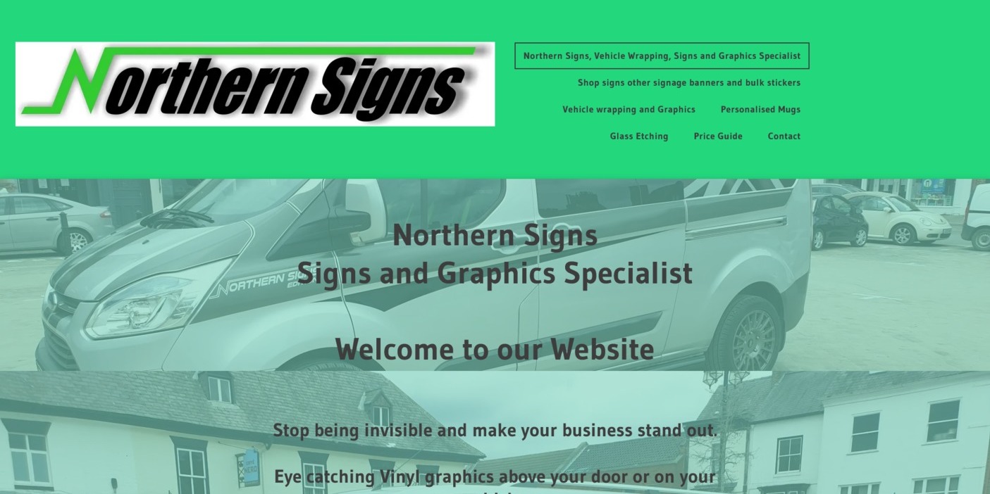 The previous Northern Signs property, designed by it'seeze, website shown on desktop