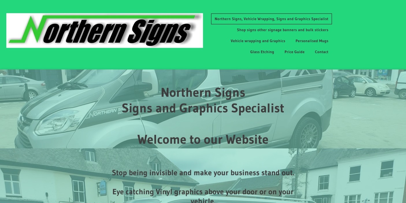 The previous Northern Signs property, designed by it'seeze, website shown on desktop